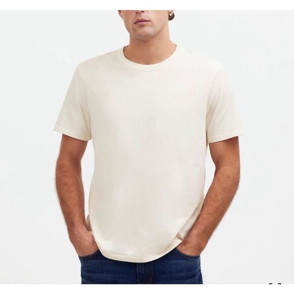MADEWELL Allday Tee Men Small Ivory NEW Ivory Garment Dyed Cotton Regular NM162 - Picture 1 of 11
